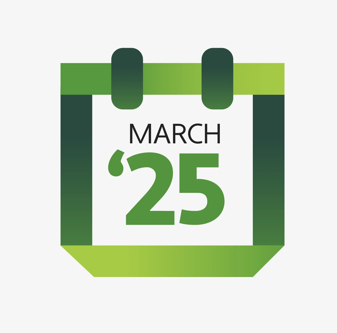 Actuate branded calendar icon, using the folded actuate graphic line.