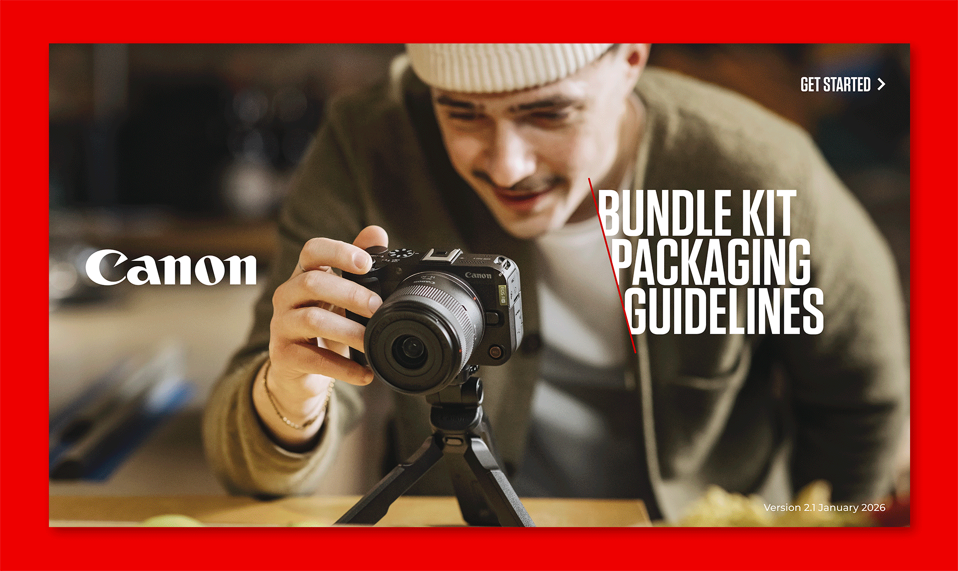 Style guide design ensuring consistency of the Canon brand throughout various applications.