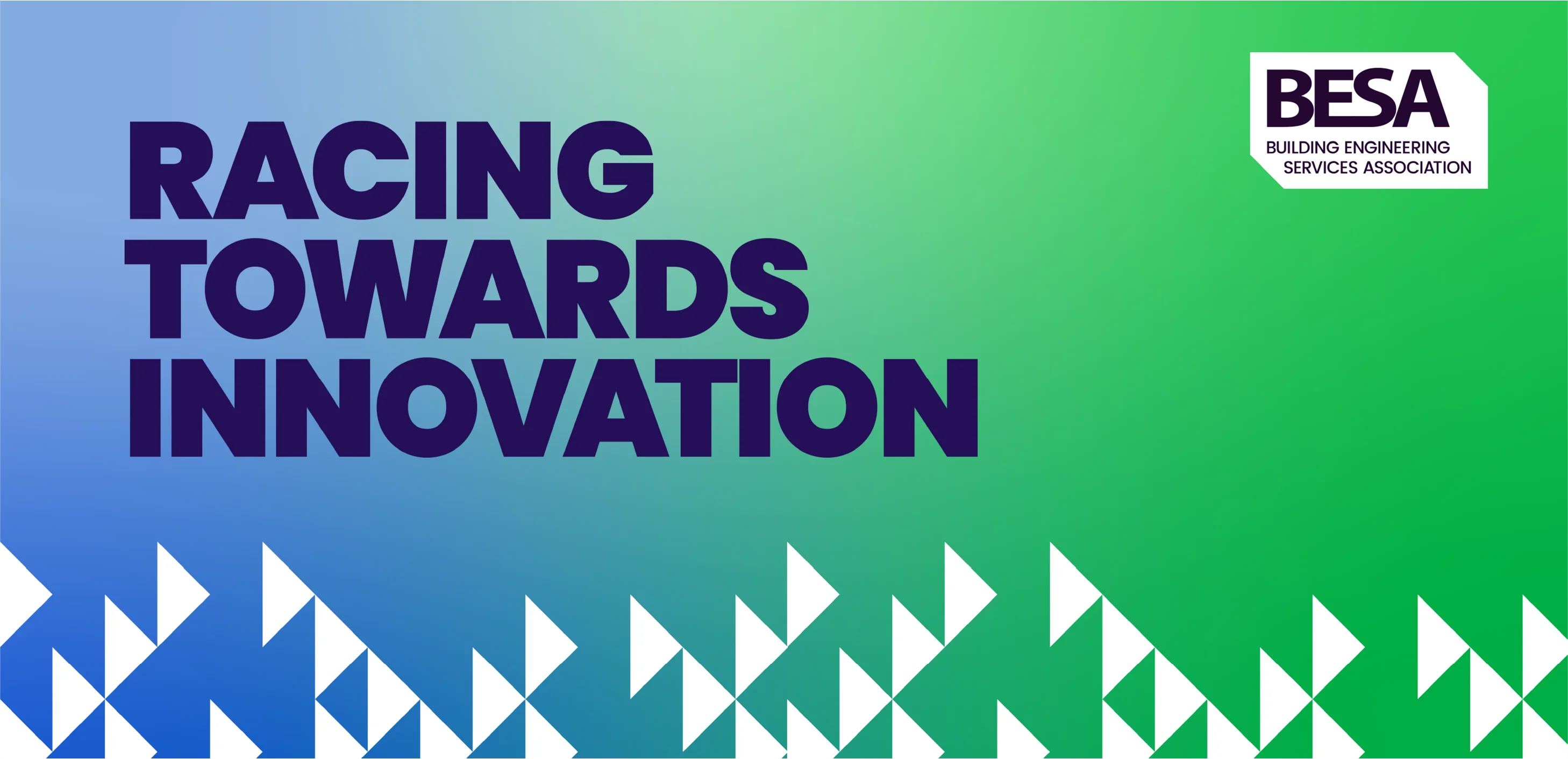 Besa annual conference 2025 "Racing Towards innovation" graphic, with blue and green background gradient.