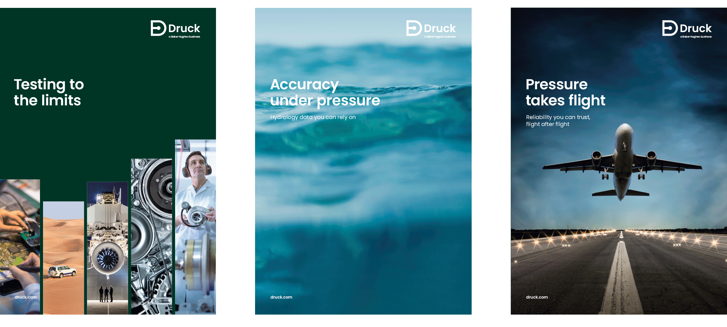 Front cover designs for Druck product printed literature.