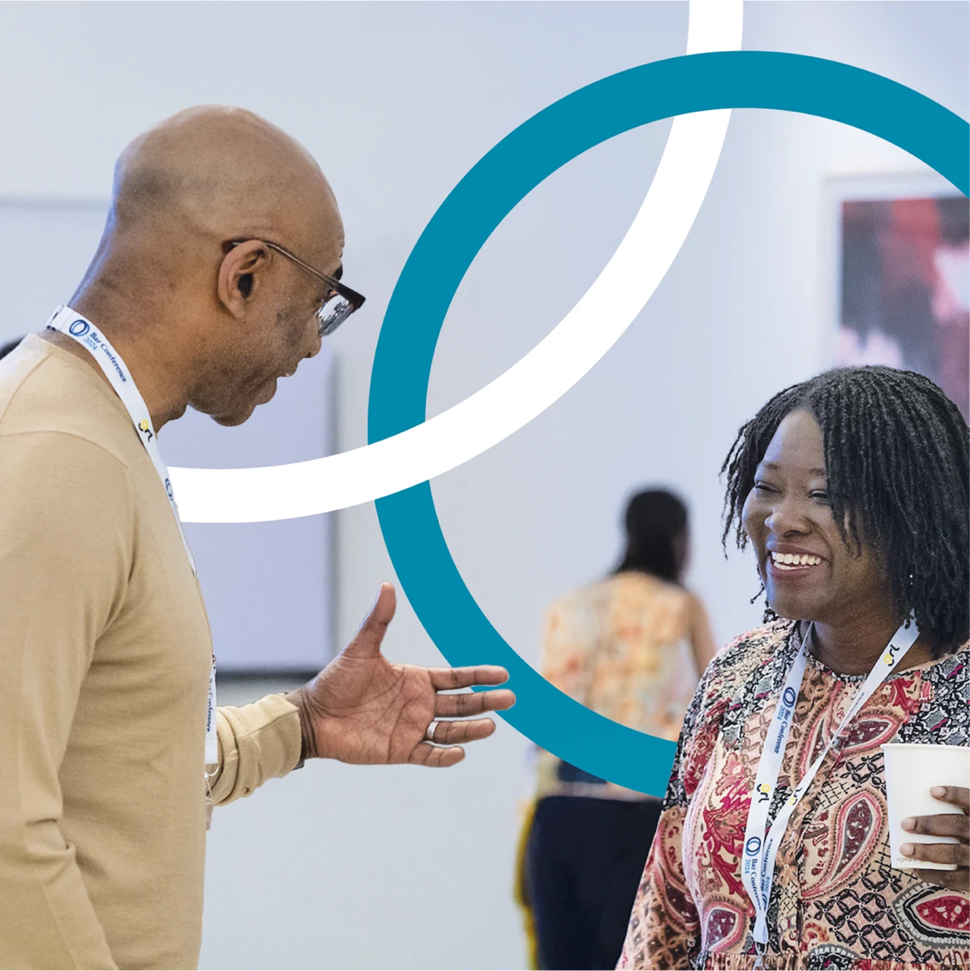 Using the Bar conference branding within lifestyle imagery 