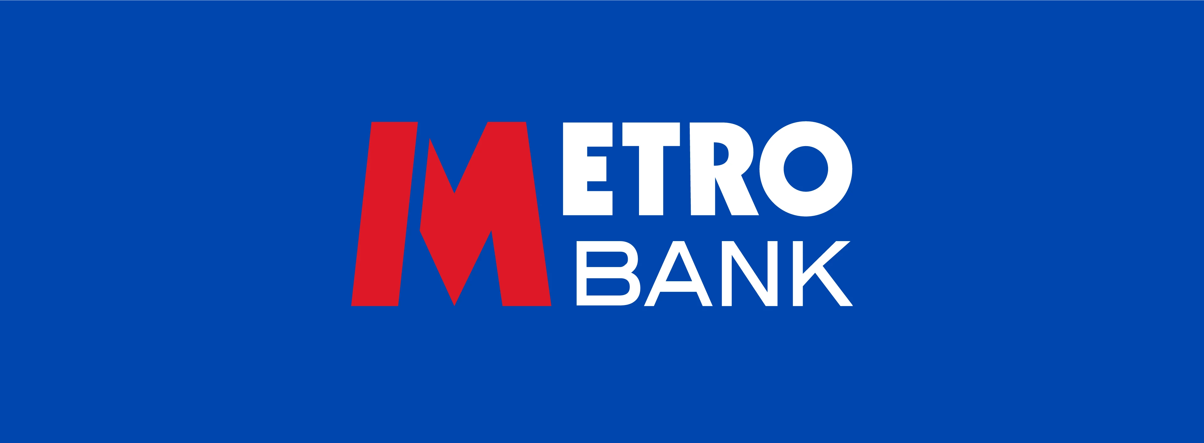 Metro Bank logo on a blue background.