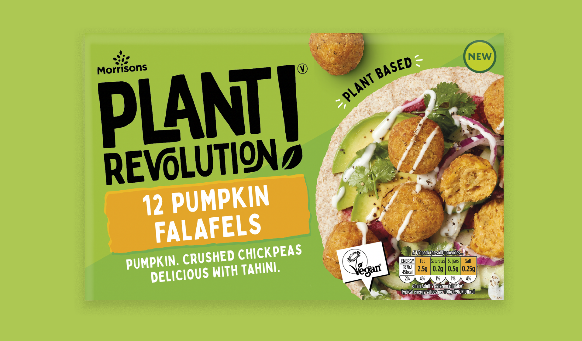 Product packaging of 12 Plant Revolution 12 Pumpkin Falafels.
