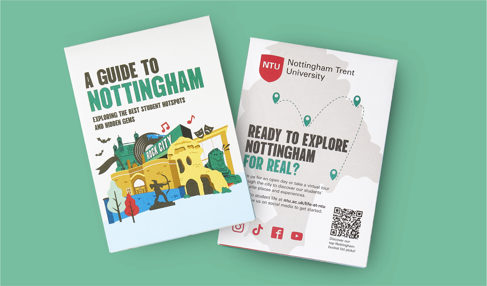Front and back cover design for the guide to Nottingham.
