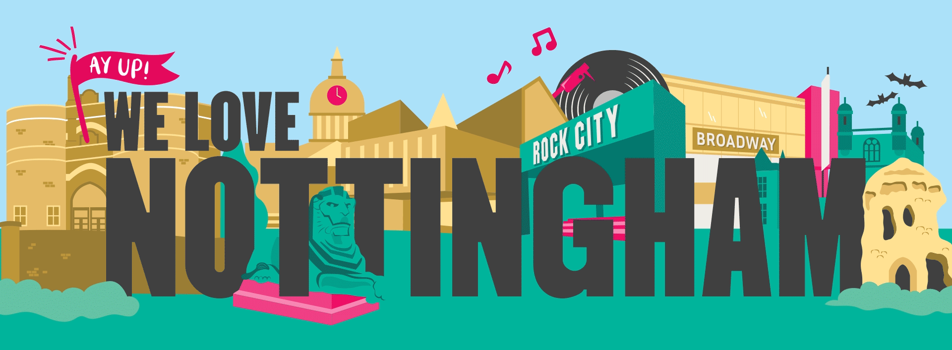 Nottingham Trent University "Ay up!" We love Nottingham illustrated and animated digital header design. 