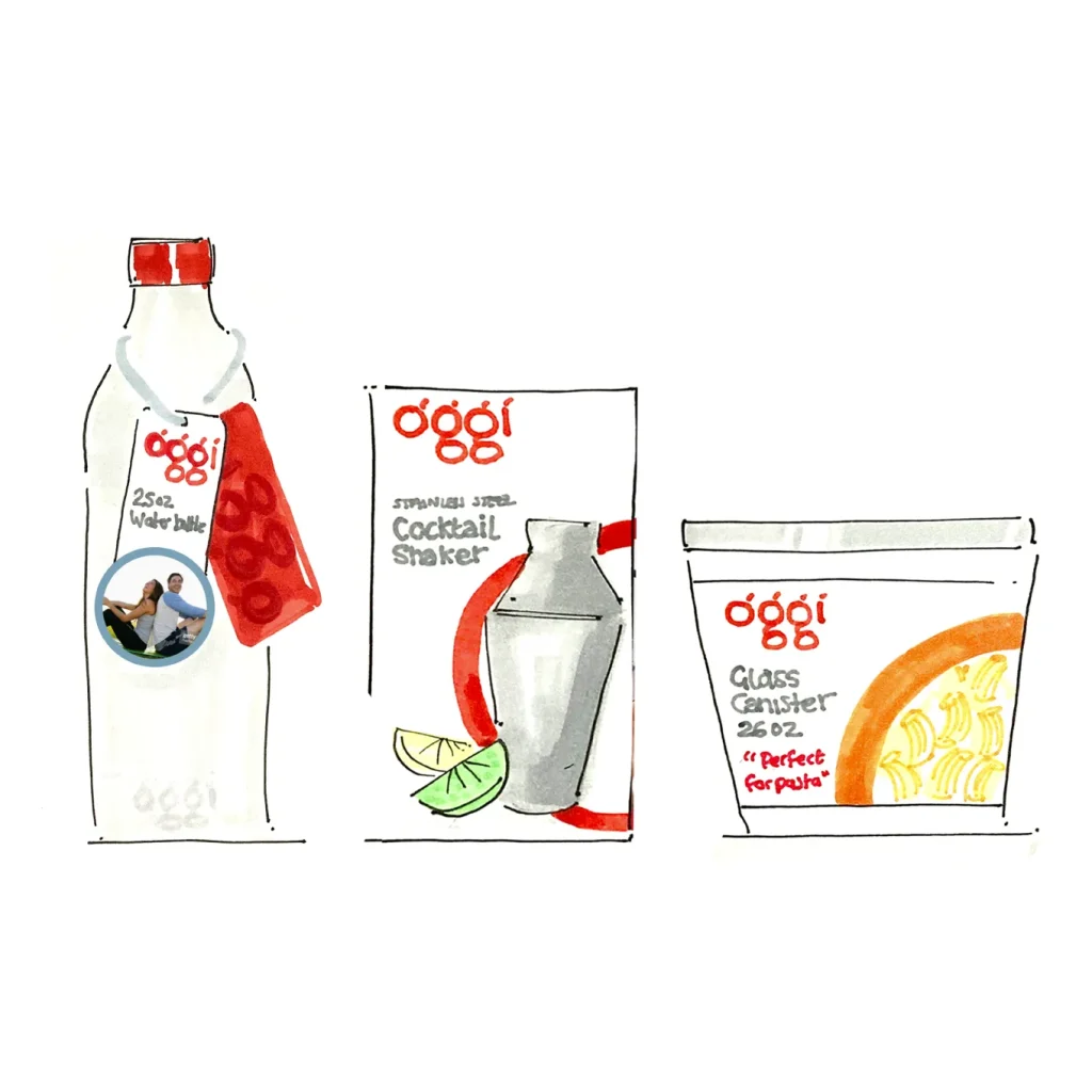 Hand-illustrated Oggi typographic logo scamp.