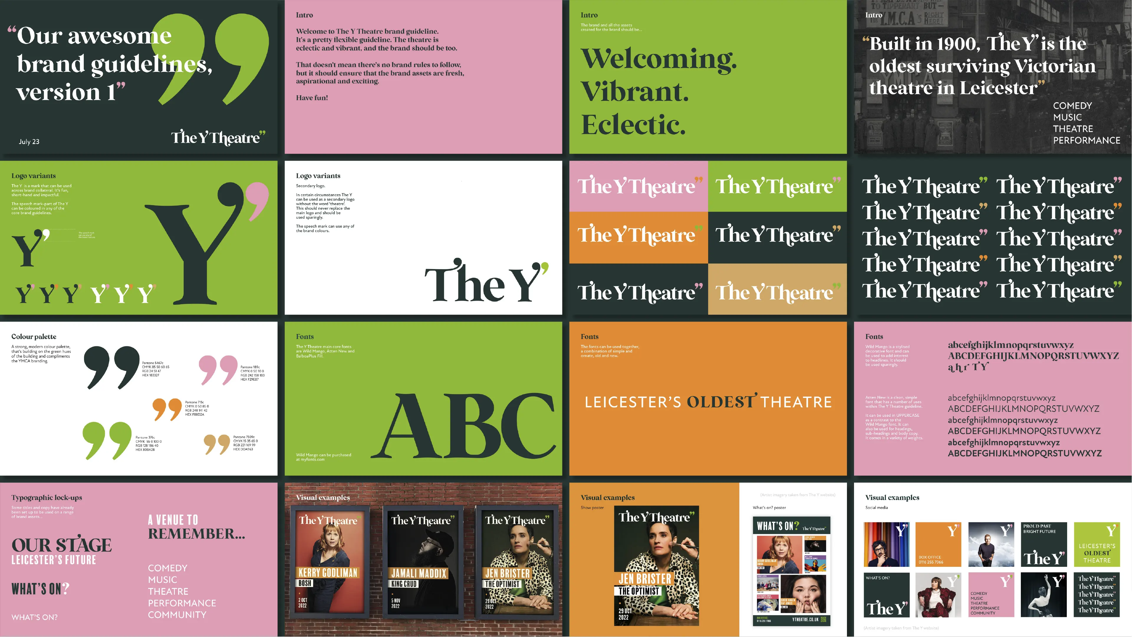 Full branding style guide designed including logo variations, colour palette, fonts and typography, along with visual examples of how the designs and brand works.