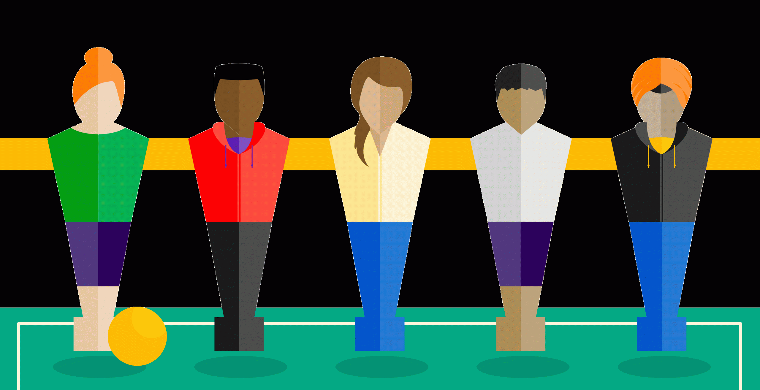 Illustrated foosball players