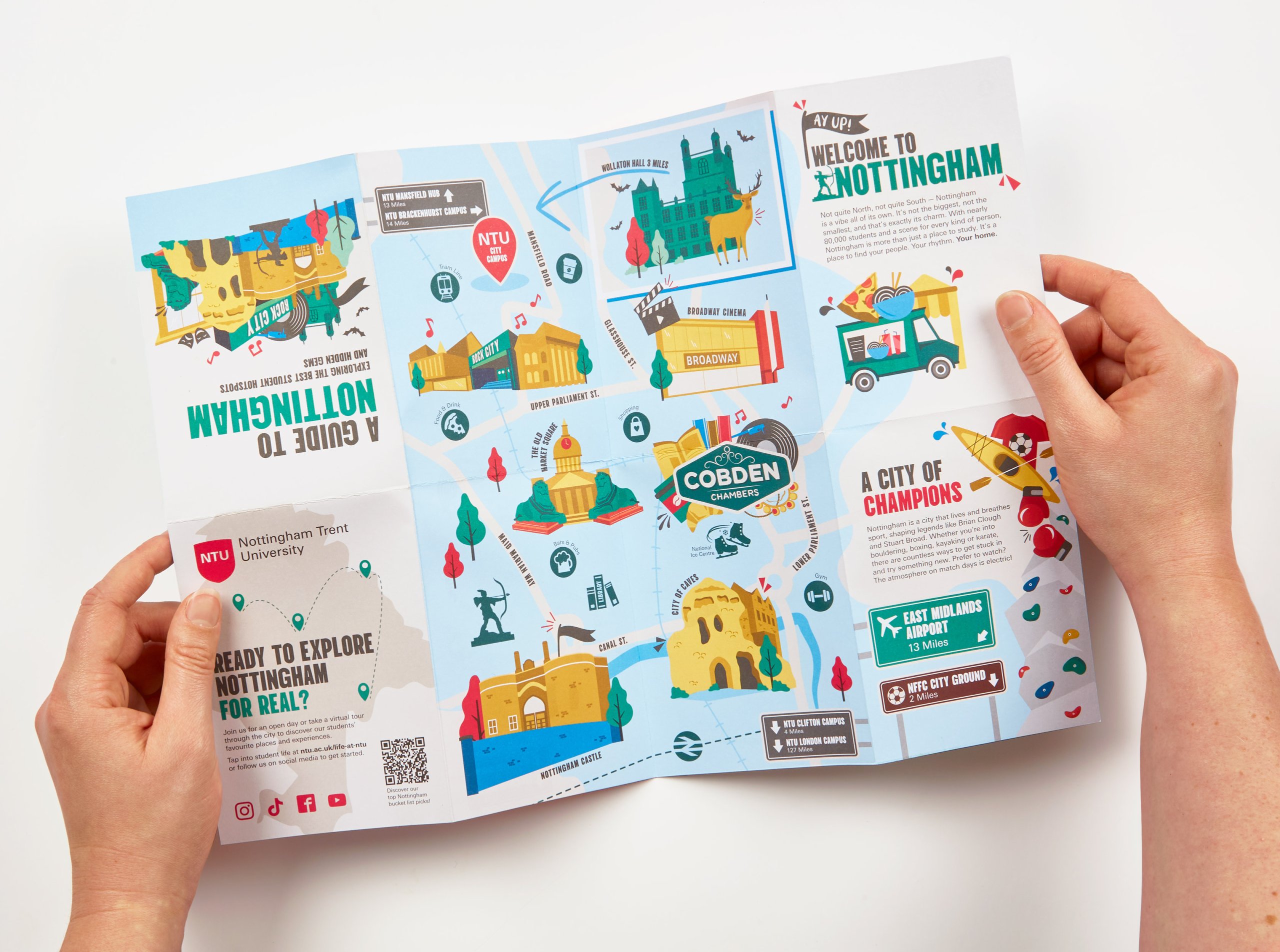 Nottingham Trent University City guide map, Illustration design and print project.